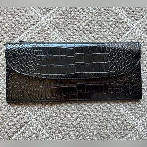 Graphic image embossed faux crocodile travel wallet